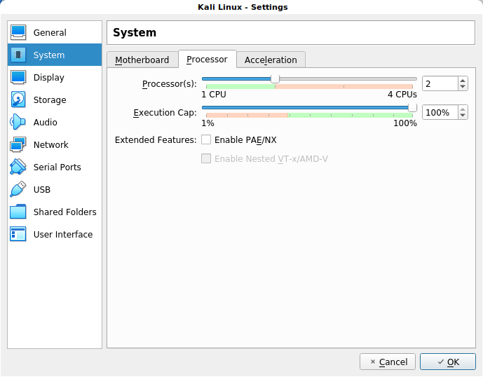 Configuration des coeurs dédiés 